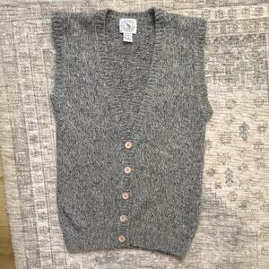 Quail Crossing Men's Gray Knit Sleeveless Cardigan/Vest 80s Preppy Academic - M